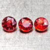 Natural Red Orangish Songea Sapphire 0.97 Ct. 3 Pcs Round Shape 3.8 Mm Gemstones