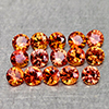 Natural Orange Red Songea Sapphire 1.04 Ct. 15 Pcs Round Diamond Cut 2.4 Mm Gems