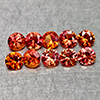 Natural Orange Red Songea Sapphire 0.77 Ct. 10 Pcs Round Diamond Cut 2.6 Mm Gems