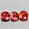 Natural Orangish Red Songea Sapphire 0.56 Ct. 3 Pcs Round Shape 3.3 Mm Gemstones