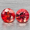 Natural Orangish Red Songea Sapphire 0.64 Ct. 2 Pcs Round Diamond Cut 3.5 Mm Gemstones From Tanzania