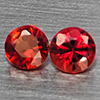 Natural Orangish Red Songea Sapphire 0.55 Ct. 2 Pcs Round Diamond Cut 3.4 Mm Gemstones From Tanzania