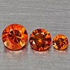Natural Orange Songea Sapphire 0.26 Ct. 3 Pcs Round Diamond Cut  Gemstones