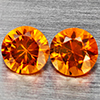 Natural Orange Yellow Sapphire 0.28 Ct. 2 Pcs Round Diamond Cut 3.3 Mm Gemstones From Thailand