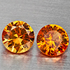 Natural Orange Songea Sapphire 0.43 Ct. 2 Pcs Round Diamond Cut 3.8 Mm Gemstones