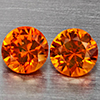 Natural Orange Songea Sapphire 0.25 Ct. 2 Pcs Round Diamond Cut 3.2 Mm Gemstones