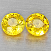 Natural Yellow Sapphire 0.76 Ct. 2 Pcs  Round Shape 4 Mm Gemstones From Thailand