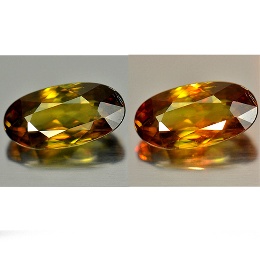 Multi Color Sphene 2.83 Ct. Oval 11.4 x 5.9 Mm. Natural Gemstone Unheated