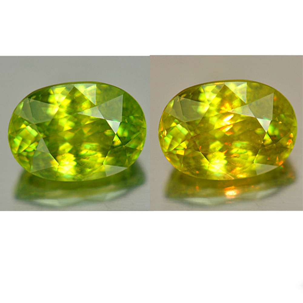 Multi Color Sphene 4.32 Ct. Oval Shape 11 x 7.9 Mm. Natural Gemstone Unheated