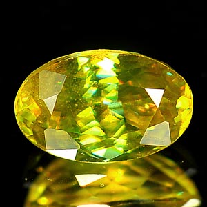 1.15 Ct. Natural Intense Green Sphene With Rainbow Spark Oval Cut