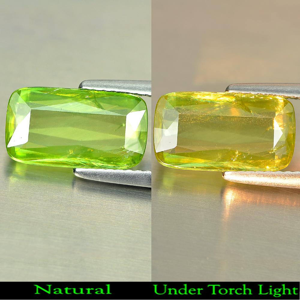 Greenish Yellow Sphene 2.79 Ct. Cushion 12.8 x 7.2 Mm. Natural Gemstone Unheated