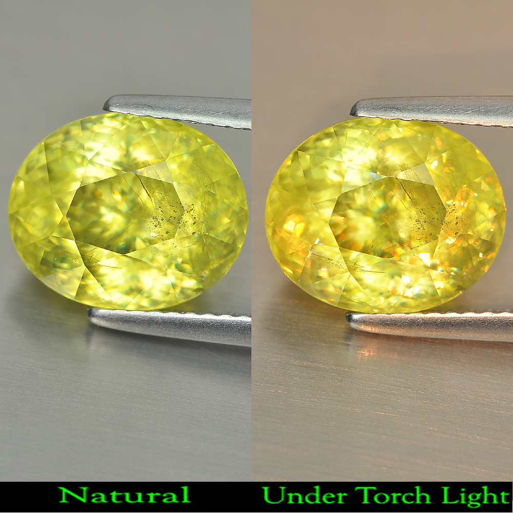 Multi Color Sphene 5.61 Ct. Oval Shape 11.5 x 9.5 Mm. Natural Gemstone Unheated