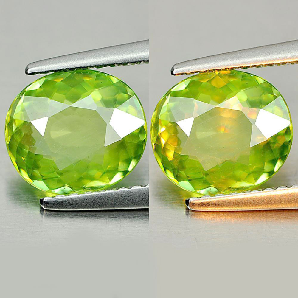 Green Titanium Sphene With Rainbow Spark 1.62 Ct. Oval Shape Natural Gemstone