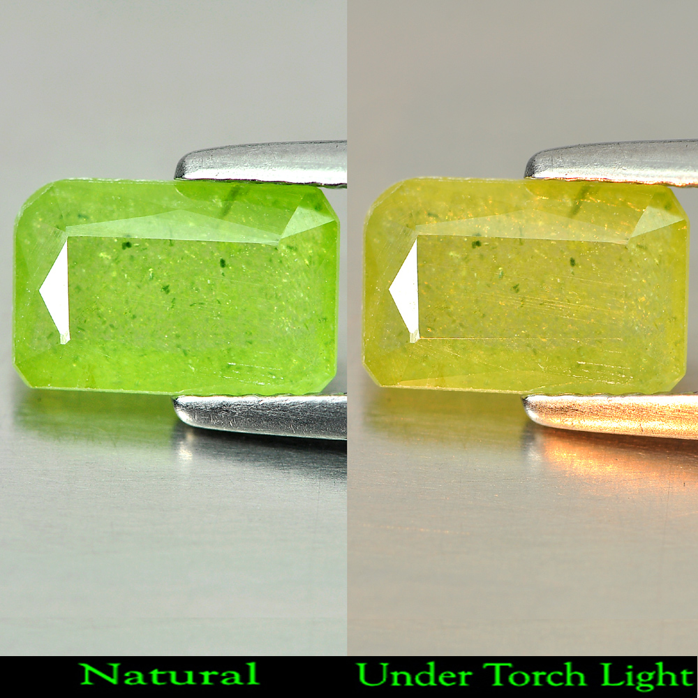 Green Titanium Sphene With Rainbow Spark 1.61 Ct. Octagon 8.8 x 6 Mm Natural Gem