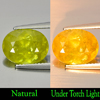 Yellowish Green Shpene With Rainbow Spark 3.79 Ct. Oval 11.4 x 8.8 Mm. Natural