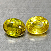 Natural Sphene Intense Yellow Green Titanium Red Spark 0.99 Ct. 2 Pcs Oval Shape