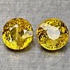 Natural Sphene Intense Yellow Green Titanium Red Spark 1.05 Ct. 2 Pcs Round
