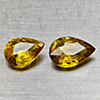 Natural Sphene Intense Yellow Green Titanium Red Spark 0.97 Ct. 2 Pcs Pear Shape