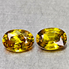 Natural Green Titanium Sphene With Rainbow Spark 1.62 Ct. 2 Pcs Oval Shape Gems