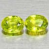 Natural Intense Yellow Green Titanium Red Spark Sphene 1.92Ct. 2 Pcs Oval Shape