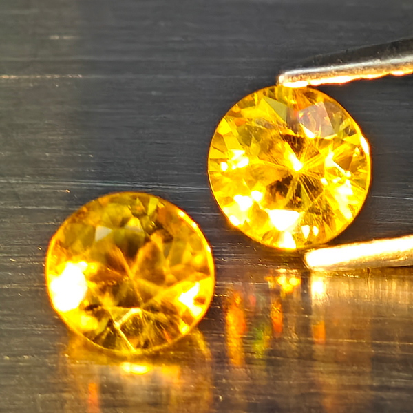 Natural Multi Color Titanium Sphene Gemstones With Rainbow Spark 0.71 Ct. 2 Pcs. Round Diamond Cut
