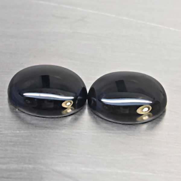 Natural Black Spinel Gemstones 7.76 Ct. 2 Pcs. Oval Cabochon Shape 11.8 x 10 Mm.