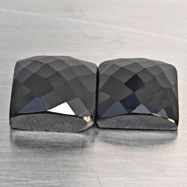 Natural Black Spinel Gemstones 17.13 Ct. 2 Pcs. Square Checkerboard Shape 11.1 Mm.