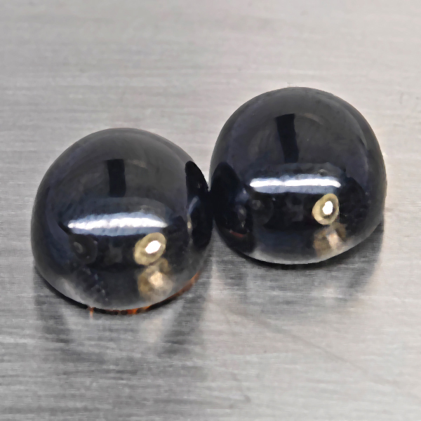Natural Black Spinel Gemstones 17.92 Ct. 2 Pcs. Oval Cabochon Shape 12.5 x 10.6 Mm.