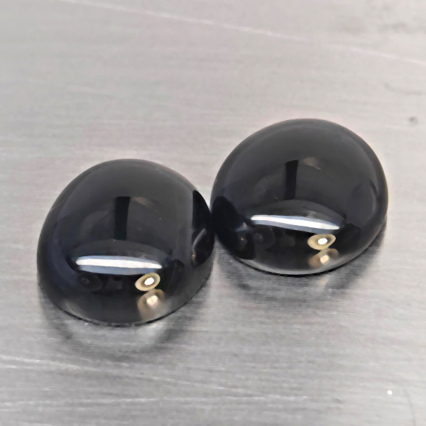 Natural Black Spinel Gemstones 8.60 Ct. 2 Pcs. Oval Cabochon Shape and Mixed Size
