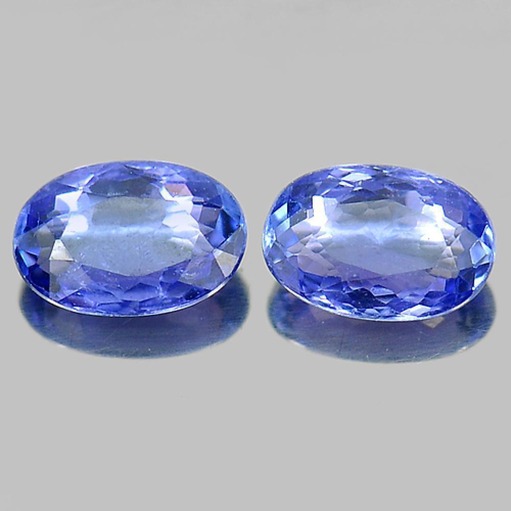 Violetish Blue Tanzanite 1.09 Ct. 2 Pcs Oval 6.1 x 4.1 Mm. Natural Gemstones