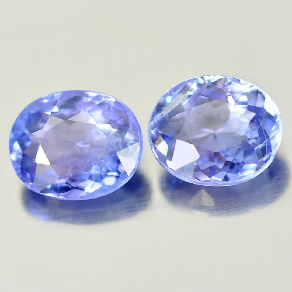 Violetish Blue Tanzanite 1.10 Ct. 2 Pcs Oval 5.5 x 4.6 Mm. Natural Gemstones