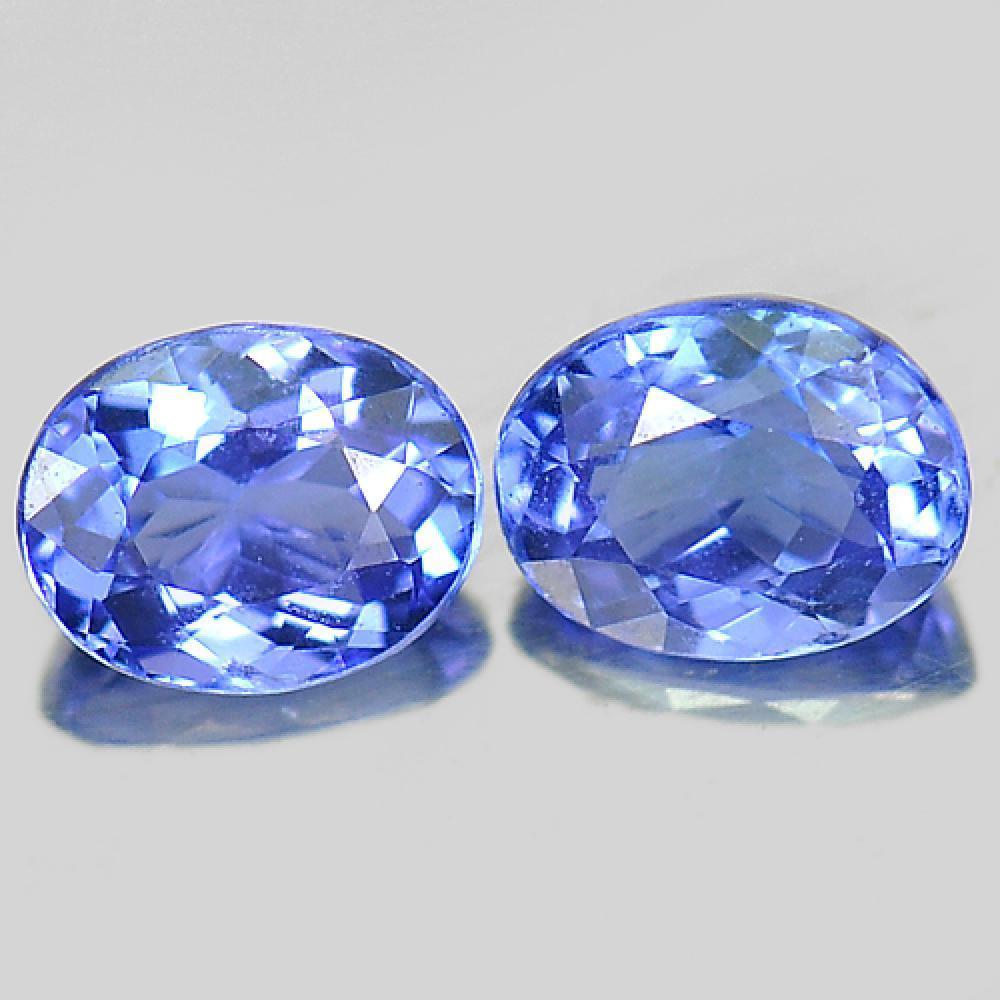 Violetish Blue Tanzanite 1.39 Ct. 2 Pcs VVS Oval 6.1 x 4.8 Mm. Natural Gemstones