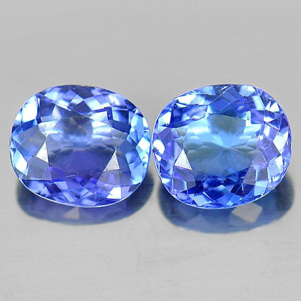 Violetish Blue Tanzanite 1.31 Ct. 2 Pcs. VVS Oval 6 x 5.3 Mm. Natural Gemstones