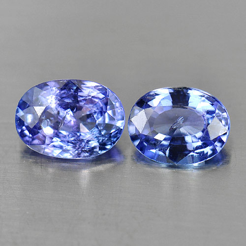Violetish Blue Tanzanite 1.15 Ct. 2 Pcs. Oval 6.5 x 4.7 Mm Natural Gems Tanzania