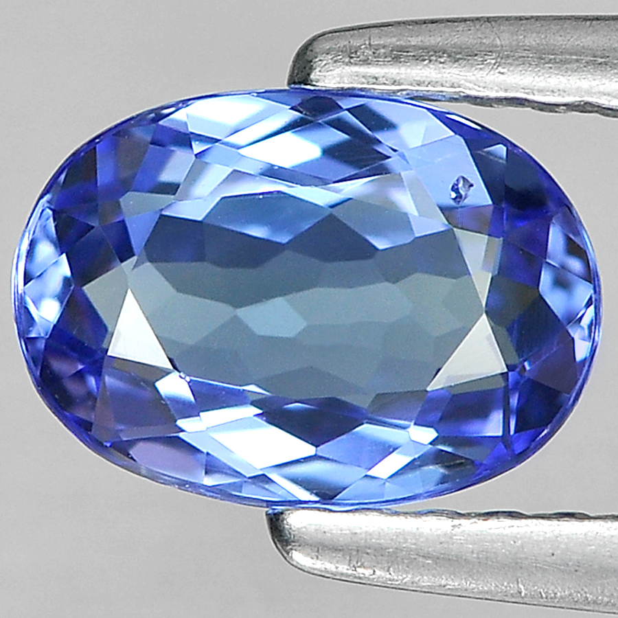 Certified 0.99Ct Oval Natural Violetish Blue Tanzanite