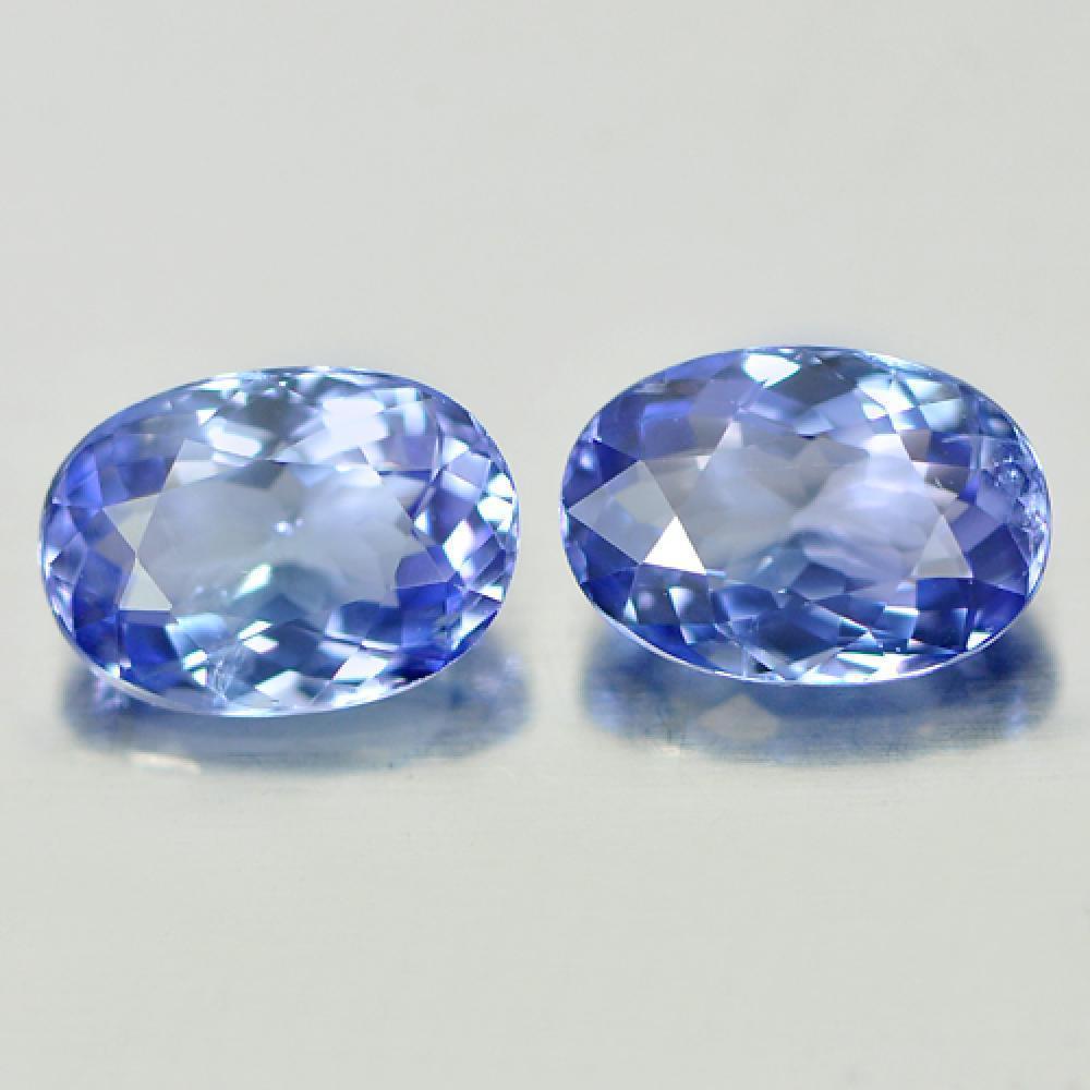 Tanzanite Violetish Blue 1.22 Ct. Pair Oval 6.2 x 4.5 Mm. Natural Gems Tanzania