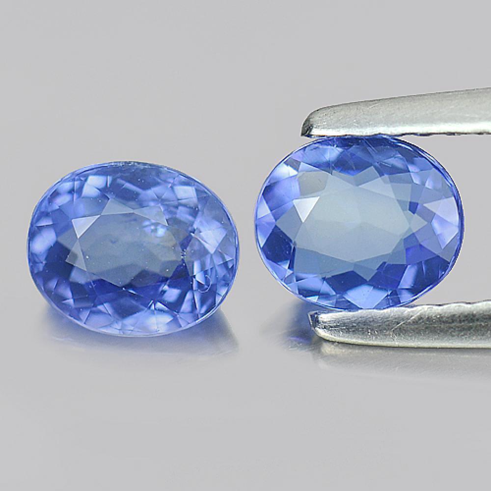Violetish Blue Tanzanite 1.37 Ct. 2 Pcs. Oval Shape 6 x 5 Mm. Natural Gemstones