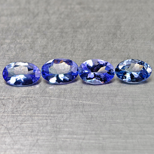 Natural Violet Blue Tanzanite 1.40 Ct. 4 Pcs Oval Shape 6 x 3.9 Mm Gemstones