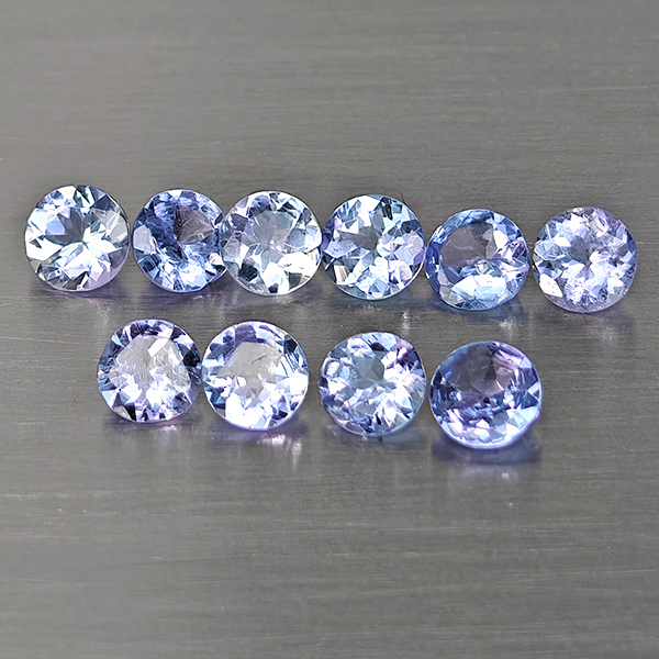 Natural Violetish Blue Tanzanite Gemstones 1.56 Ct. 10 Pcs. Round Shape 3.6 Mm. Natural Violetish Blue Tanzanite Gemstones 1.56 Ct. 10 Pcs. Round Shape 3.6 Mm.