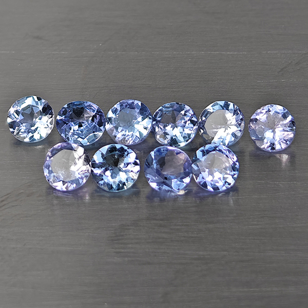 Natural Violetish Blue Tanzanite Gemstones 1.44 Ct. 10 Pcs. Round Shape 3.5 Mm. Natural Violetish Blue Tanzanite Gemstones 1.44 Ct. 10 Pcs. Round Shape 3.5 Mm.