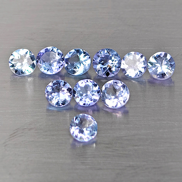 Natural Violetish Blue Tanzanite Gemstones 1.77 Ct. 10 Pcs. Round Shape 3.7 Mm. Natural Violetish Blue Tanzanite Gemstones 1.77 Ct. 10 Pcs. Round Shape 3.7 Mm.