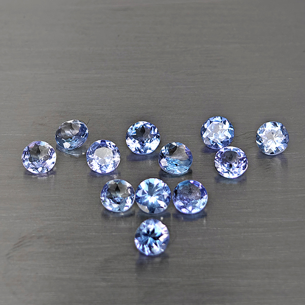 Natural Violetish Blue Tanzanite Gemstones 1.78 Ct. 12 Pcs. Round Shape 3.6 Mm. Natural Violetish Blue Tanzanite Gemstones 1.78 Ct. 12 Pcs. Round Shape 3.6 Mm.