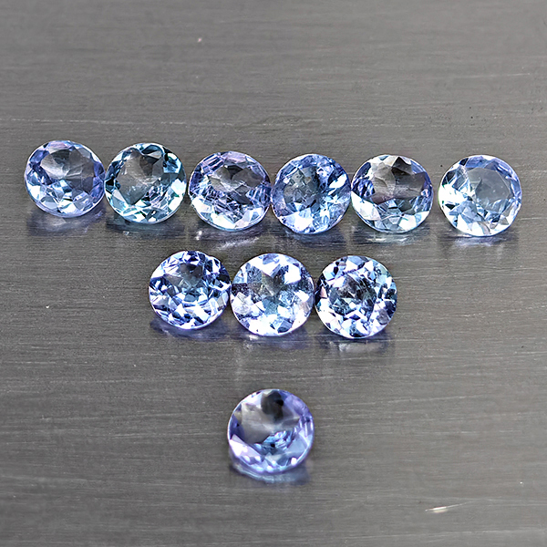 Natural Violetish Blue Tanzanite Gemstones 1.53 Ct. 10 Pcs. Round Shape 3.6 Mm. Natural Violetish Blue Tanzanite Gemstones 1.53 Ct. 10 Pcs. Round Shape 3.6 Mm.