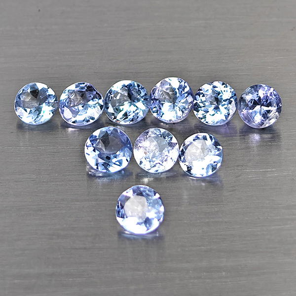 Natural Violetish Blue Tanzanite Gemstones 1.64 Ct. 10 Pcs. Round Shape 3.5 Mm. Natural Violetish Blue Tanzanite Gemstones 1.64 Ct. 10 Pcs. Round Shape 3.5 Mm.