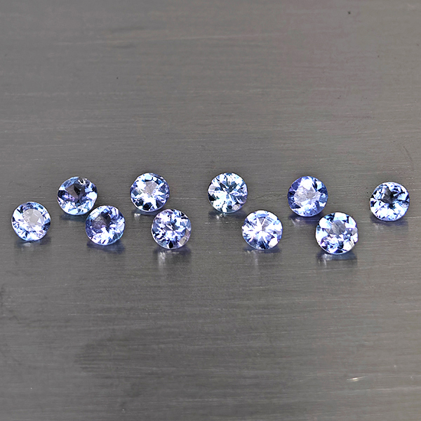 Natural Violetish Blue Tanzanite Gemstones 1.62 Ct. 10 Pcs. Round Shape 3.6 Mm. Natural Violetish Blue Tanzanite Gemstones 1.62 Ct. 10 Pcs. Round Shape 3.6 Mm.