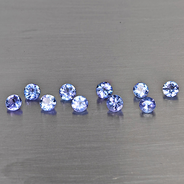 Natural Violetish Blue Tanzanite Gemstones 1.87 Ct. 10 Pcs. Round Shape 3.6 Mm. Natural Violetish Blue Tanzanite Gemstones 1.87 Ct. 10 Pcs. Round Shape 3.6 Mm.