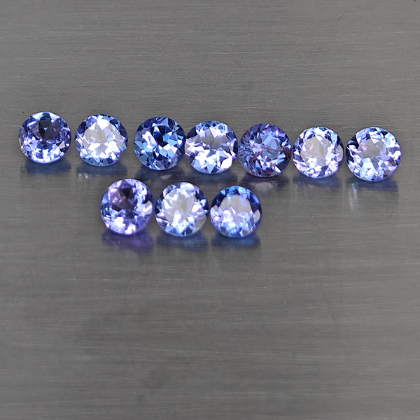 Natural Violetish Blue Tanzanite Gemstones 1.85 Ct. 10 Pcs. Round Shape 3.6 Mm. Natural Violetish Blue Tanzanite Gemstones 1.85 Ct. 10 Pcs. Round Shape 3.6 Mm.