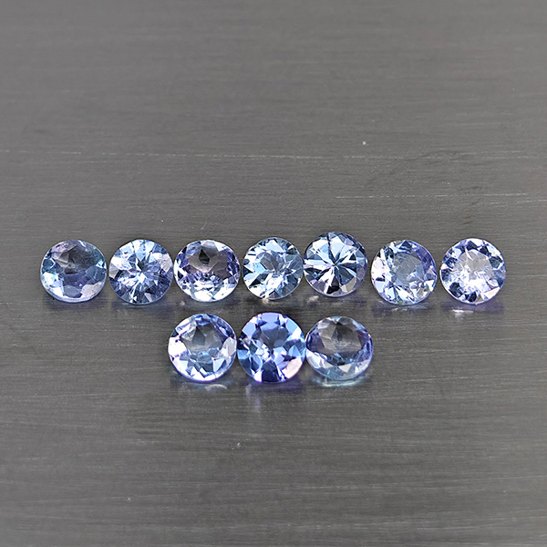 Natural Violetish Blue Tanzanite Gemstones 1.52 Ct. 10 Pcs. Round Shape 3.6 Mm. Natural Violetish Blue Tanzanite Gemstones 1.52 Ct. 10 Pcs. Round Shape 3.6 Mm.