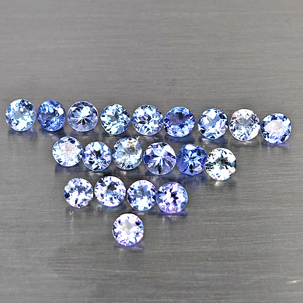 Natural Blue Tanzanite Gemstones 2.44 Ct. 20 Pcs. Round Shape 3 Mm. Natural Blue Tanzanite Gemstones 2.44 Ct. 20 Pcs. Round Shape 3 Mm.