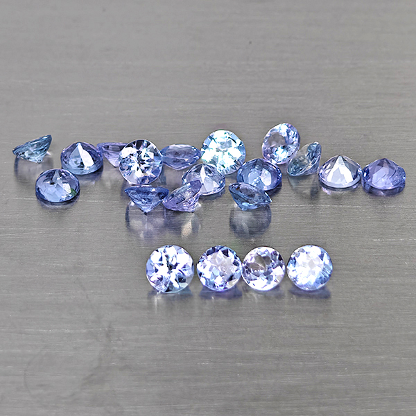 Natural Violetish Blue Tanzanite Gemstones 2.09 Ct. 20 Pcs. Round Shape 3.1 Mm. Natural Violetish Blue Tanzanite Gemstones 2.09 Ct. 20 Pcs. Round Shape 3.1 Mm.